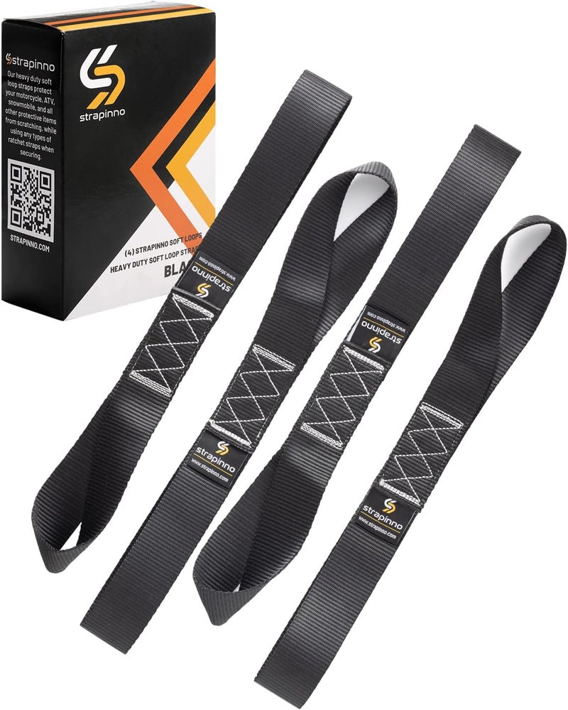 Strapinno 4pcs. Soft Loop Tie-Down Straps -1.7 in. x 17 in. Straps with 10,500lbs Breaking Strength and 3,500lbs Working Load Limit Each, Ideal for Securing ATV, UTV, Vehicles, and Other Equipment - Image 1